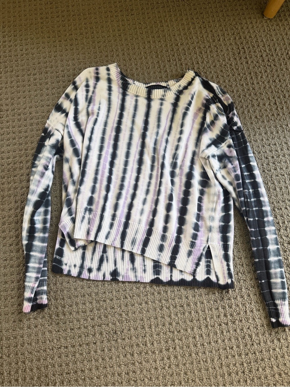 Sanctuary Tie-Dye Crewneck Sweater - Black, White & Lavender